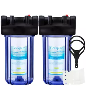 Geekpure Whole House 4.5" x 10" Big Clear Water Filter Housing 1"NPT Pack 2 - Picture 1 of 5