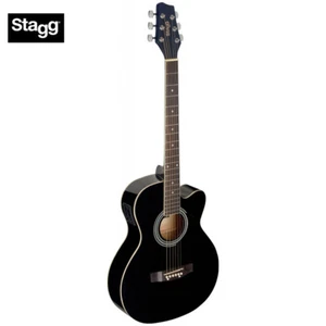 Stagg SA20ACE Full Size Cutaway Auditorium Style Acoustic Electric Guitar Black - Picture 1 of 1