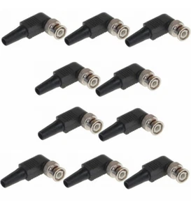 CONNETTORE SPINOTTO BNC CURVO 90° A VITE CAVI COASSIALI VIDEOSORVEGLIANZA 10PZ - Foto 1 di 1