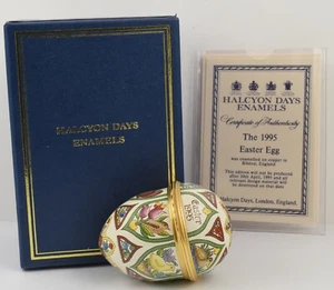 Stunning Halcyon Days Enamel Box ~ The 1995 Easter Egg Mint in Box with COA - Picture 1 of 7