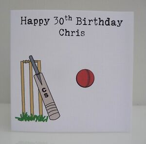 Personalised Birthday Card Cricket Birthday Card Boys Mens Sport Grandson Son