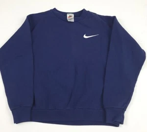 Vintage 90s Nike Swoosh Sweatshirt Youth Boys M Rare Navy Air Sport Vtg USA Made - Picture 1 of 4
