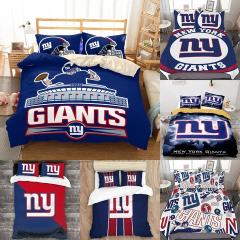 New York Giants 3 Pieces Bedding Set Pillowcases Quilt/Duvet/Comforter Cover Fan Cover