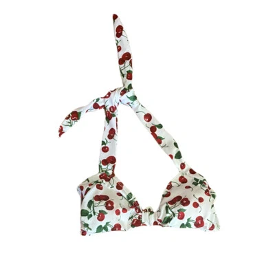 Preowned Esther Williams Bathing Beauty Cherries Halter Bikini Swim Top Sz 4 - Image 1 of 3