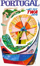 Portugal - Fly TWA Jets - 1960's - Travel Poster