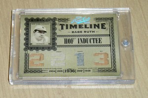 2005 Playoff Prime Cuts Babe Ruth Timeline HOF QUAD jersey/pants/bat x2 7/50