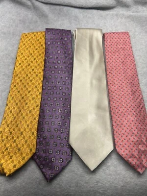 Lote de 4 Corbatas Ermenegildo Zegna Hombre Multicolor 100% Seda Hechas en Italia Foto 1 de 4
