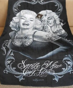 New Towel Marilyn Monroe Smile Now Cry Later Bath Beach Pool Gift Tattoo Design - Picture 1 of 2