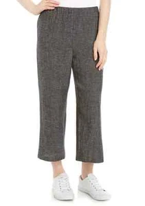 EILEEN FISCHER Womens TWEED CROPPED PANTS Plus Size 3X BLACK Organic Linen NWT - Picture 1 of 7