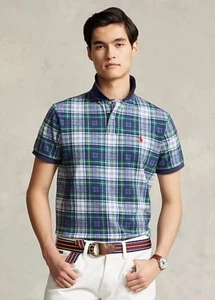 Ralph Lauren Men's SZ M Madras Plaid Mesh Custom Slim Fit Polo Shirt - Picture 1 of 4