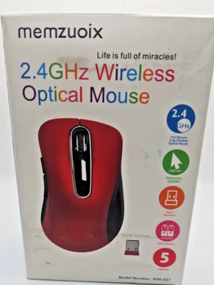 Memzuiox 2.4GHz Wireless Optical Mouse 1200 DPI with Receiver - Red(A1) - Image 1 of 4