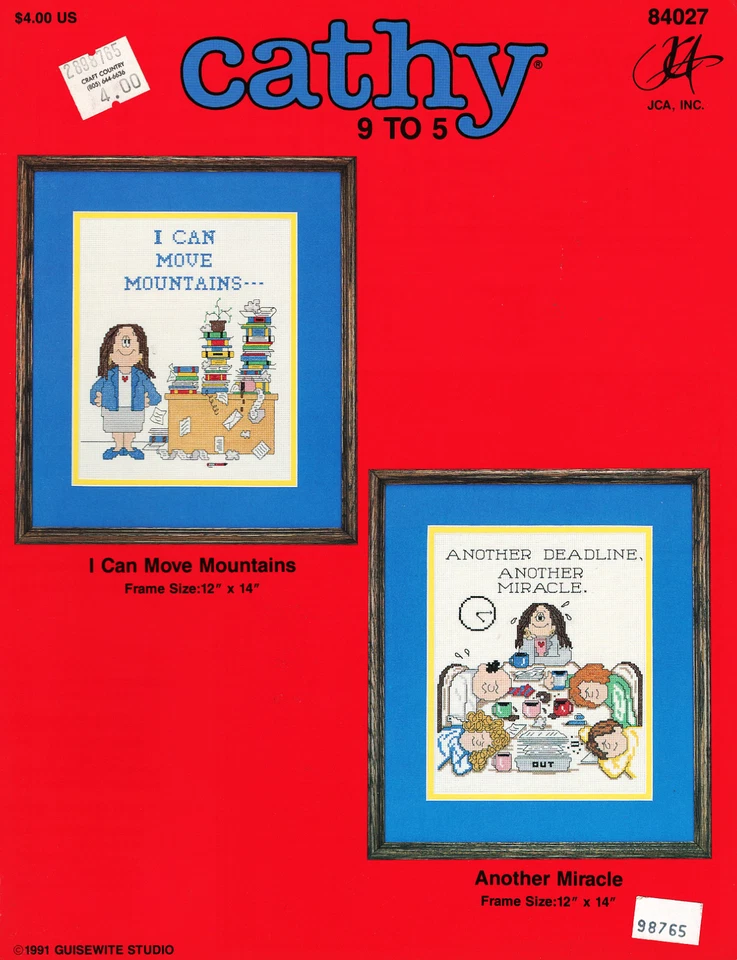 Cathy "9 TO 5 MOVE MOUNTAINS - MIRACLE" Cross Stitch Pattern Chart Leaflet 84027 - Image 1 of 1
