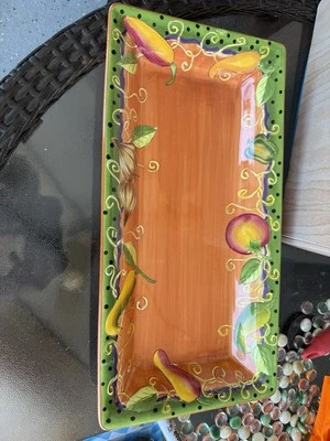 LAURIE GATES WARE Bandeja grande rectangular para servir de cerámica de porcelana Foto 1 de 2