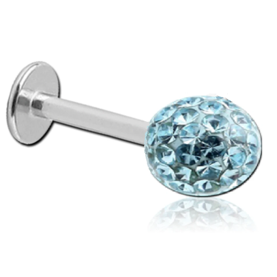 Piercing TRAGUS Straßball AQUA1,2MM Labret Ohrstecker Lippenpiercing Wange - Bild 1 von 1