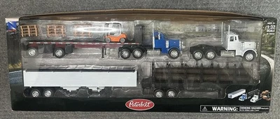 1/32 SCALE NEWRAY *TRACTOR TRAILER LOGGING  PETERBUILTS 2-TRUCKS+3 TRAILERS - Image 1 of 4