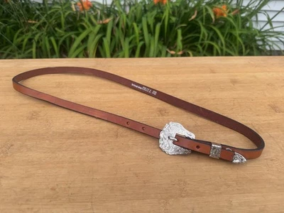 Moran Silver Buckle Western Horse Show Headstall THROAT LATCH ~ Light Oil - Image 1 of 4