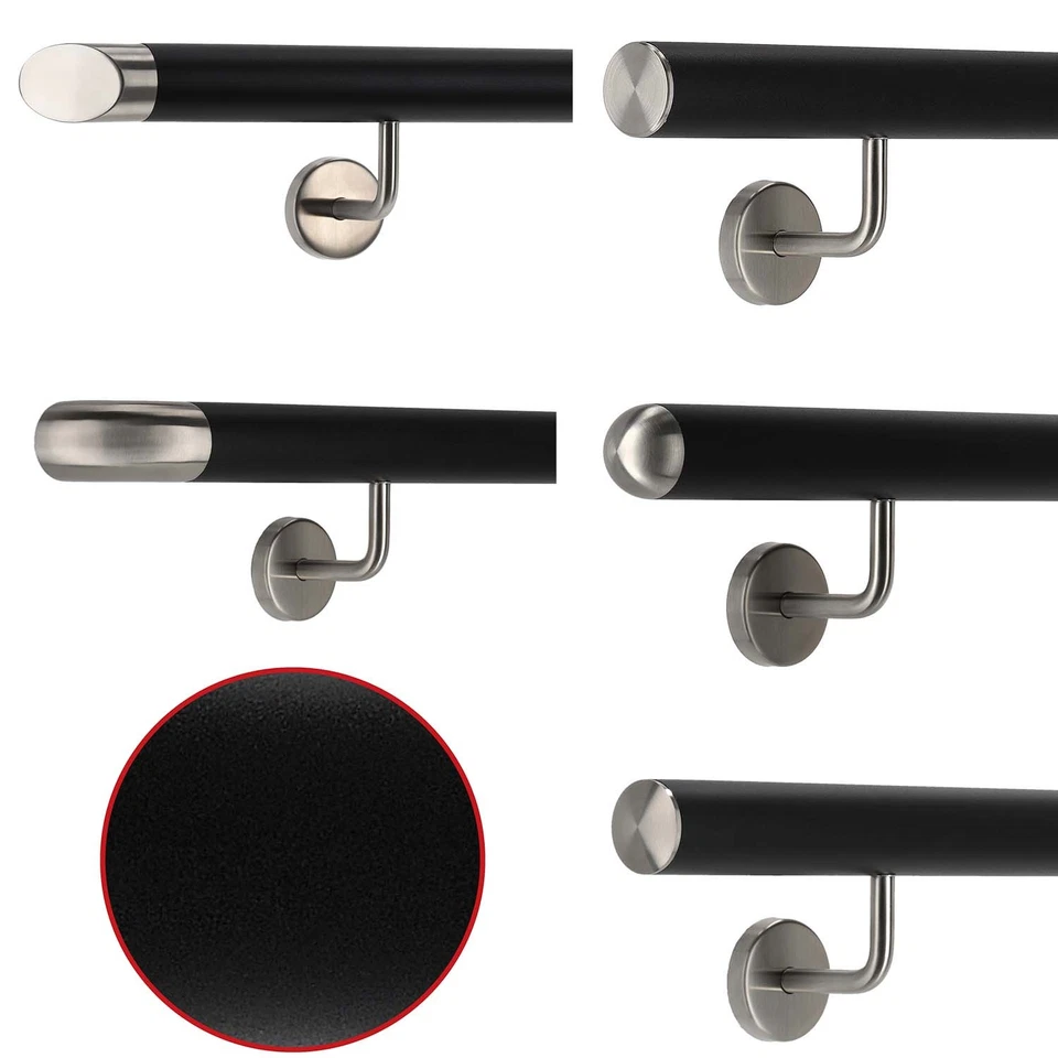 Edelstahl Handlauf Schwarz Treppengeländer Geländer Wandhandlauf Griff Stange - Bild 1 von 1