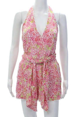 Mameluco Poupette St. Barth Mujer Cuello Halter Floral Encaje Rosa Talla M Foto 1 de 4