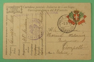 DR WHO 1917 ITALIA POSTA MILITARE 22 DIV LIBRE FRANCO PRIMERA GUERRA MUNDIAL POSTAL CENSURADA R12251 Foto 1 de 2