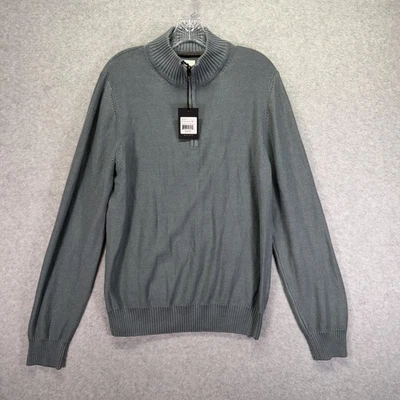 Billy Reid Sweater Mens Medium Washed Blue Cotton Cashmere Half Zip Pullover - Image 1 of 4