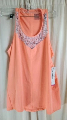 Camiseta sin mangas Vaportex Lucky In Love flor de mandarina espalda dividida talla grande activa NUEVA Foto 1 de 4