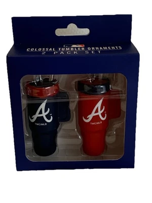 亚特兰大勇士队圣诞装饰品 2 件套巨型不倒翁棒球新品 — 第 1/4 张图片