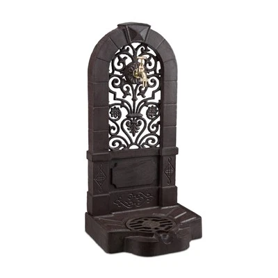 Standbrunnen antik Gartenbrunnen Zierbrunnen Vintage Wasserstelle dunkelbraun - Bild 1 von 4