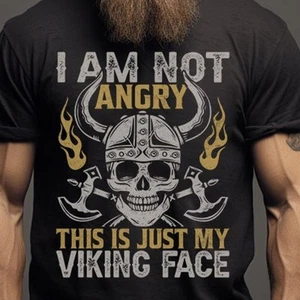 Camiseta I'm Not Angry This is my Viking Face para hombre camisa temática vikinga nórdica #2 - Imagen 1 de 3