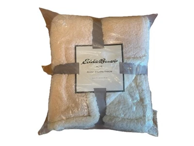 NEW Eddie Bauer Home Plush Sherpa Throw 60 x 70 Pale Pink and White SOFT Blanket - Image 1 of 4