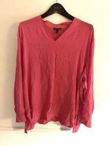 Eileen Fisher Women's 2X Silk  Blouse V-Neck Long Sleeve Lightweight Top Pink - Picture 1 of 6