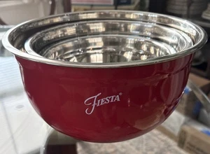 Fiesta Set Ciotole Miscelatore Acciaio Inox - 6 Pezzi Nuove Senza Scatola Rosso Arancio Verde - Foto 1 di 9