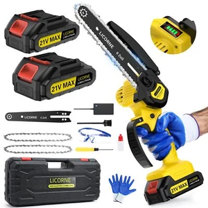 Mini Chainsaw, 6-INCH Electric Cordless Mini Chainsaw, 2Pcs 2000MAH Rechargeable - Picture 1 of 7