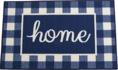 Alfombra con detalles de cocina (antideslizante)(17"x28") HOME ON AZUL Y BLANCO A CUADROS A CUADROS, SIN RESERVA Foto 1 de 4