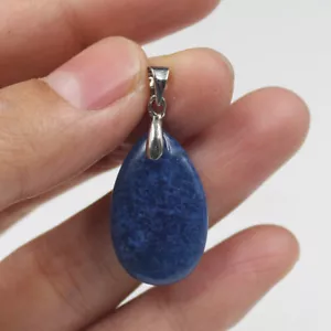 last one 18" chain blue ink Apatite gemstone oval pendant 18KGP - Bild 1 von 1