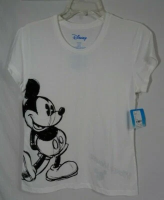 Camiseta Disney Negra Fieltro Difuso Mickey Mouse Blanca Jóvenes Niñas XL 15/17 NUEVA Foto 1 de 4
