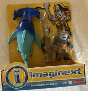 Imaginext Pirates Hammerhead Blue Shark & Pirate Shark Figure Set 2015 New - Picture 1 of 3