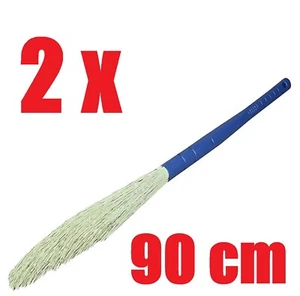 2x 90cm No Dust Floor Broom Bhusa Dust Broom Jhadu Long Handle Indian Style - Picture 1 of 6