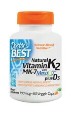 Doctors Best Natural Vitamin K2 MK-7 with MenaQ7 plus D3 180mcg 60 VegCap
