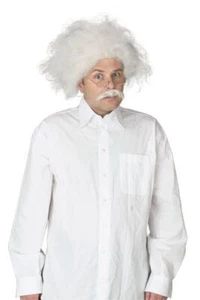 Mad Scientist White Wig with Mustache Einstein - Picture 1 of 1