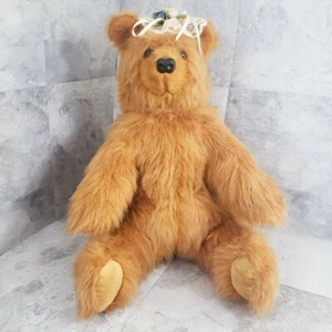OOAK Faux Mohair Bear Vintage Handmade Artist Bride Large 18" with Lace Hat - Picture 1 of 5