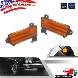 For 70 Chevelle Front Fender Lower Side Marker Running Park Light Lamp Lens PAIR - Picture 1 of 8