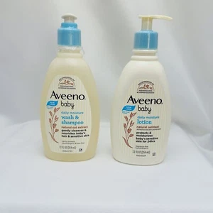 Aveeno baby wash & shampoo & bottle of Lotion Lightly Scented 12oz Tear-free  - Picture 1 of 13