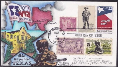 SCOTT 2204 TEXAS DOROTHY KNAPP HAND PAINTED FIRST DAY COVER FDC **OFFERS** - Image 1 of 2