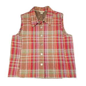 Christopher Banks Womens Size Large L Quilted Vest Red Multi Color Lining  - Picture 1 of 12