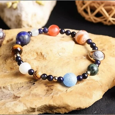 Pulsera Sistema Solar Ágata Ocho Planetas Piedra Natural Chakra Energía Hecha a Mano Foto 1 de 4