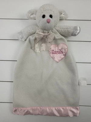 vintage DAKIN Lovey Lamb Security Blanket Lovie White Pink "Sarah" Heart - Image 1 of 4