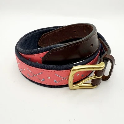 Cinturón Vineyard Vines para Hombres 36 Palos de Golf Patrón de Pelotas Shep & Ian Azul Marino Oro Rosa Foto 1 de 4