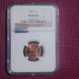 2014 SHIELD CENT NGC MAC MS68 RED PQ FINEST REGISTRY SPOTLESS * - Picture 1 of 4