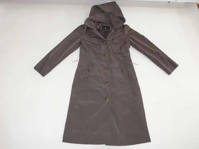 London Fog женщин Тренч маленький коричневый кнопка спереди съемный капюшон PS - Изображение 1 из 4
