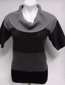 SUÉTER MUJER PEQUEÑO EFFECI CRESZIONI GRIS MANGA CORTA SUÉTER CUELLO GRANDE B31 - Imagen 1 de 8